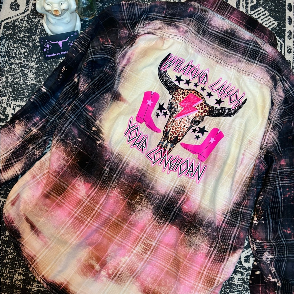 Southern Daze Pink Plaid Graphic Shirt